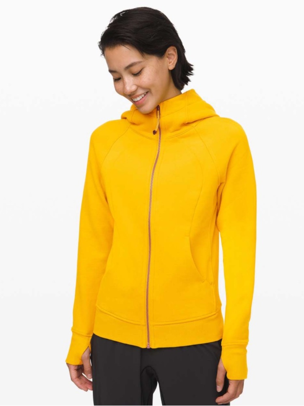 LULULEMON Scuba Hoodie *Light Cotton Fleece In Honeycomb Yellow Full Zip Size 10